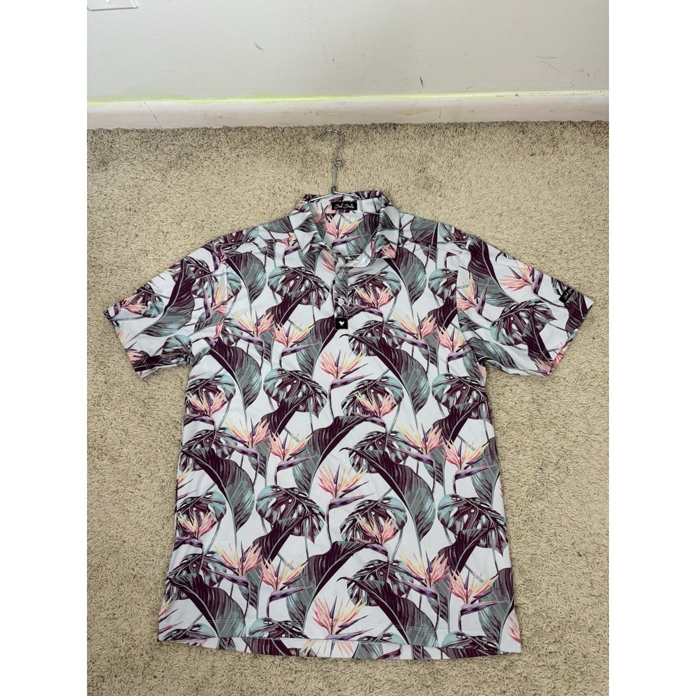 Bad Birdie Men's Shaka Floral Performance Golf Polo Size L Tropical Hawaiian - Picture 5 of 9